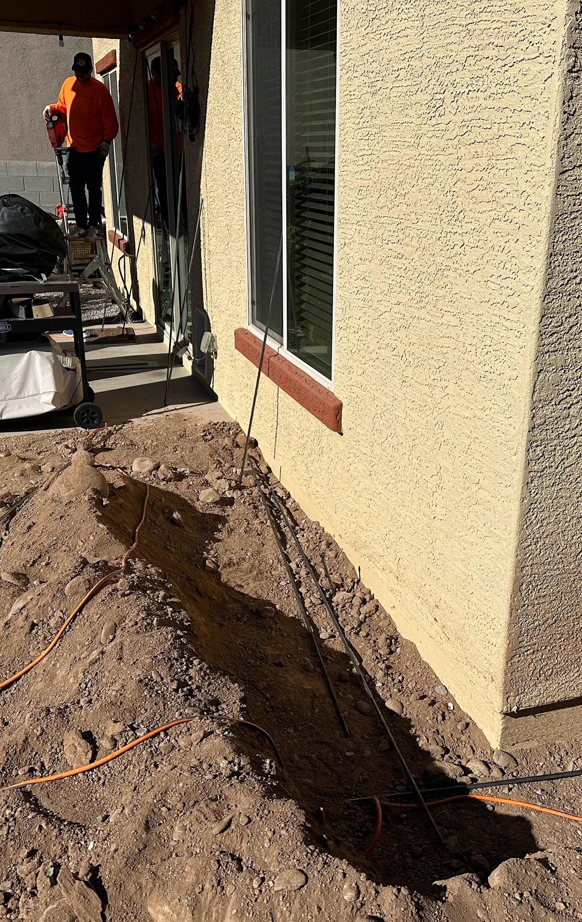 Foundation repair worker at site