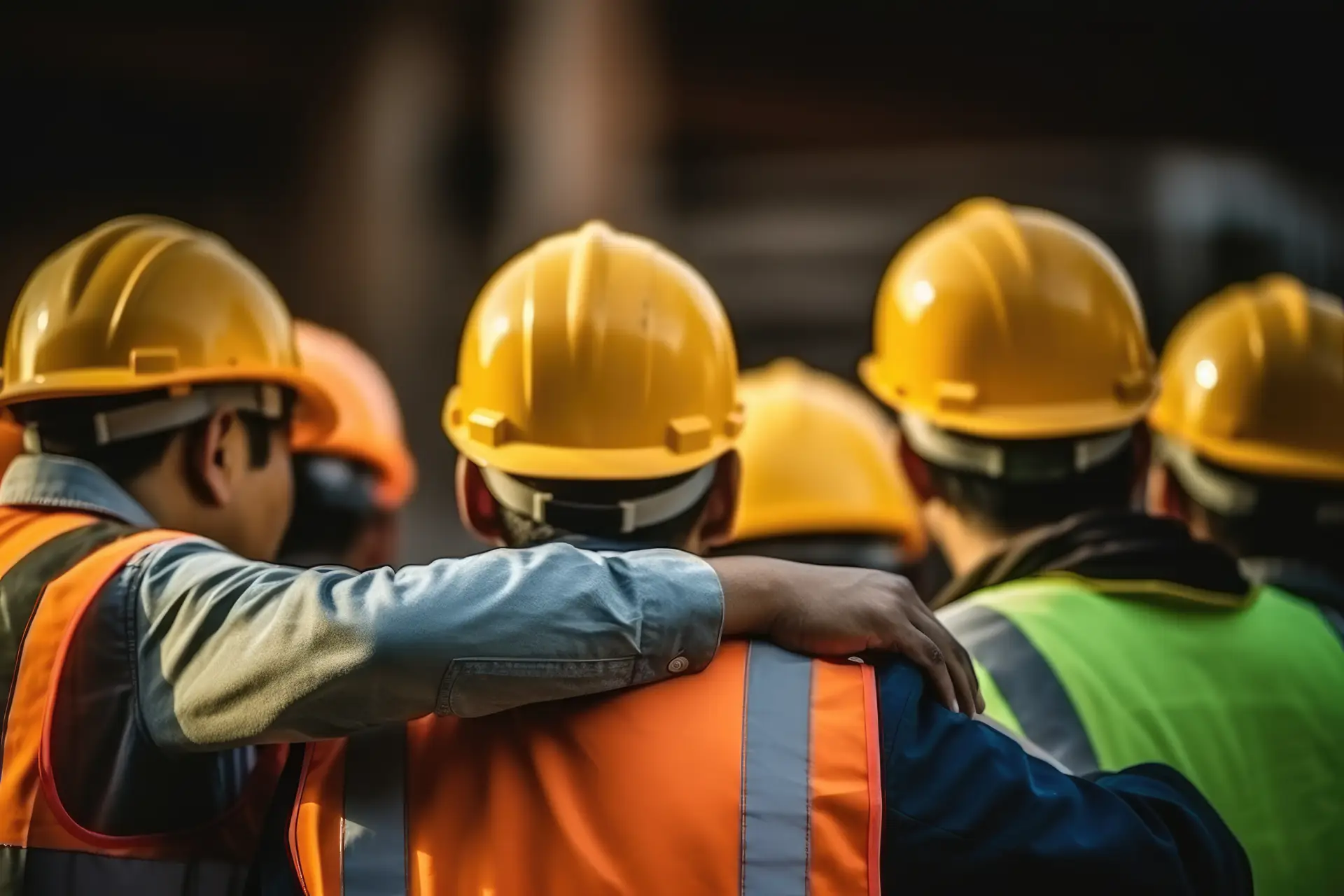 Construction workers in a group